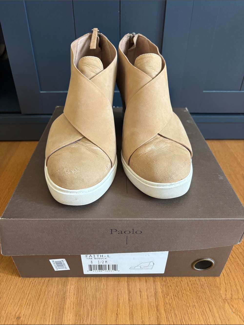 Paolo Beige Crossover Slip-On Sneakers